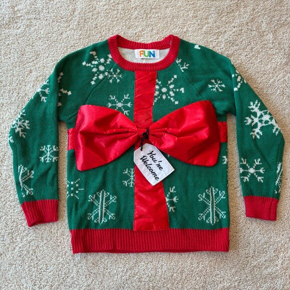 Kids Ugly Funny Holiday Sweater Top - Picture 2 of 12